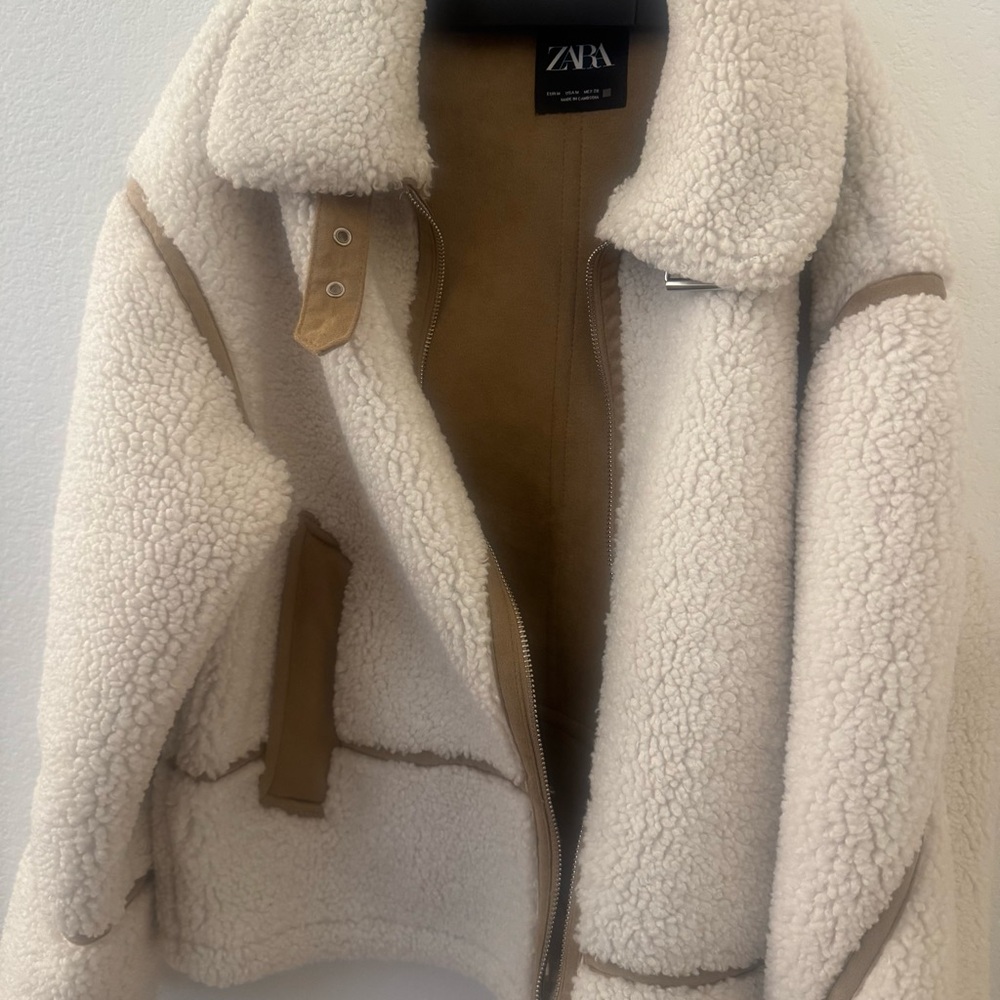 Zara Faux Fur Biker Teddy Jacket - Picture 9 of 10